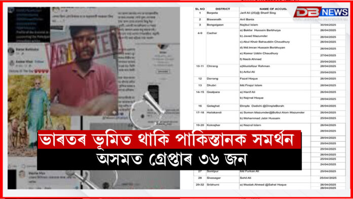 ভাৰতৰ ভূমিত থাকি পাকিস্তানক সমৰ্থন ! অসমত গ্ৰেপ্তাৰ ৩৬ জন । Pakistan