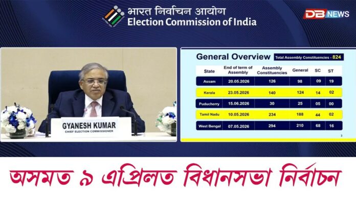 Assam Assembly Election 2026: অসমত ৯ এপ্ৰিলত অনুষ্ঠিত হ'ব বিধানসভা নিৰ্বাচন