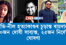 অভি-নীল হত্যাকাণ্ডৰ চূড়ান্ত ৰায়দানঃ ২০জন দোষী সাব্যস্ত, ২৫জন নিৰ্দোষ ঘোষণা অভি-নীল হত্যাকাণ্ডৰ চূড়ান্ত ৰায়দানঃ ২০জন দোষী সাব্যস্ত, ২৫জন নিৰ্দোষ ঘোষণা