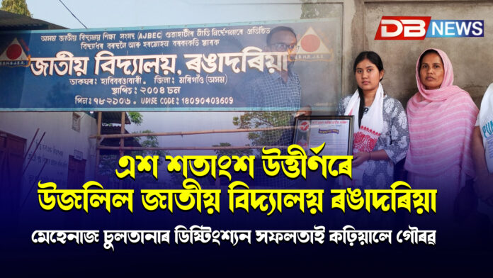 এশ শতাংশ উত্তীৰ্ণৰে উজলিল জাতীয় বিদ্যালয় ৰঙাদৰিয়া — মেহেনাজ চুলতানাৰ ডিষ্টিংশ্যন সফলতাই কঢ়িয়ালে গৌৰৱ