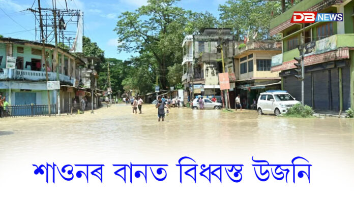 শাওনৰ বানত বিধ্বস্ত উজনিঃ নাজিৰা-সোণাৰিত ভয়ংকৰ বান—পানীৰ তলত বহু গাঁও