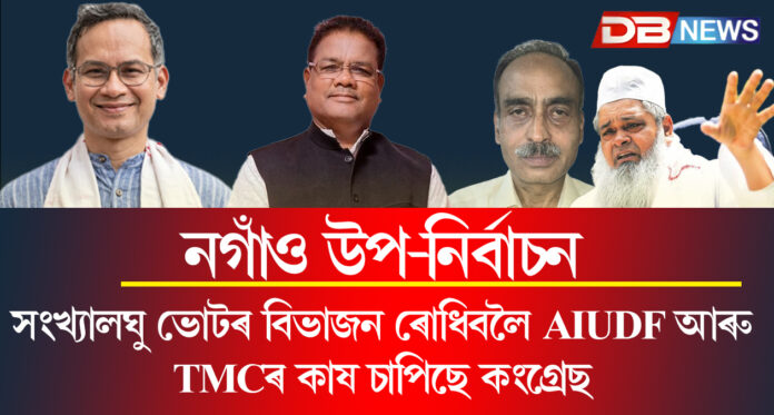 নগাঁও উপ-নিৰ্বাচন: সংখ্যালঘু ভোটৰ বিভাজন ৰোধিবলৈ AIUDF আৰু TMCৰ কাষ চাপিছে কংগ্ৰেছ